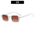 Chic white square sunglasses with brown gradient lenses and gold metal corner accents - White Frame Brown Lens