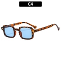 Y2K square sunglasses with leopard print frame and translucent light blue lenses - Tortoise Blue