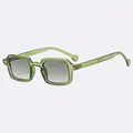 Retro square sunglasses in transparent green finish with grey gradient lenses C7 variant - Olive Green