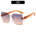 Frameless rimless clover sunglasses with orange temples and purple gradient lenses - Orange Frame Grey Tea Lens