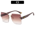 Frameless clover sunglasses with brown gradient lenses and dark brown temples for women - Coffee Frame Gradient Tea