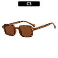 Y2K square tortoiseshell sunglasses with brown lenses and golden metal accents - Leopard / Brown