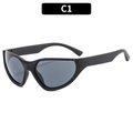 Y2K futuristische Sport-Sonnenbrille in C1 Schwarz, Cat-Eye-Rahmen und graue Gläser - Schwarzer Rahmen Graue Gläser
