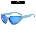 Y2K futuristische Sport-Sonnenbrille mit blauem Metallrahmen und blauen Gläsern - Blauer Rahmen Blaue Spiegellinsen