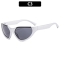 Futuristische silberne Y2K Sonnenbrille im Wrap-Around-Stil mit grauen Gläsern - Silberner Rahmen Graue Gläser