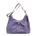 Minimalist lavender nylon crossbody bag with front drawstring pocket and adjustable strap - Purple