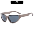 Silver futuristic Y2K sports sunglasses with dark grey lenses and metallic frame C2 - Gunmetal Frame Grey Lens