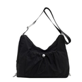 Minimalist black nylon crossbody bag with drawstring pocket for casual summer style - Black