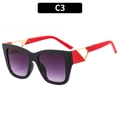 Lunettes de soleil carrées avec monture noire, branches rouges et verres violets - Monture Noire Branches Rouges