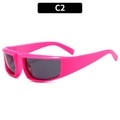 Futuristic Y2K cycling sports sunglasses in vibrant pink finish with dark shield lenses - Rose Red Frame Grey Lens (C2)