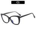 Classic black cat-eye TR90 glasses frame with anti-blue light lenses in C1 black - Glossy Black Frame