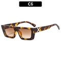 Tortoiseshell square sunglasses with brown gradient lenses and gold X-shaped temple detail - Demi Frame Tea Lens