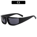 Y2K futuristic sports cycling sunglasses in polished black frame with dark grey lenses - Black Frame Grey Lens (C1)