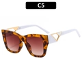 Lunettes de soleil carrées écailles avec branches blanches et détail triangle doré - Cadre Écaille Branches Blanches