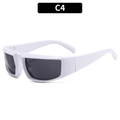 Y2K sporty cycling sunglasses with white oversized frames and dark grey lenses C4 style - White Frame Grey Lens (C4)