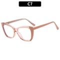 Cat eye glasses in transparent light pink TR90 frame with anti-blue light lenses - Khaki and Tea Splicing