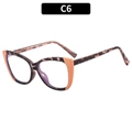 Cat-eye TR90 blue light glasses in tortoise and orange spliced color frame - Khaki and Leopard Splicing