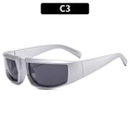 Lunettes de soleil sport Y2K argentées futuristes avec verres polarisés foncés style C3 - Monture Argent Verre Gris (C3)