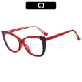 Occhiali anti luce blu cat eye con montatura rossa trasparente e dettagli neri - Giunzione Nero e Rosso