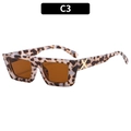 Chic leopard print square sunglasses with brown lenses and golden X-metal detail - White Tortoise Frame Tea Lens