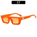 Orange rectangular sunglasses with thick frame and white X design on the temples - Orange Frame Yellow Gradient Lens