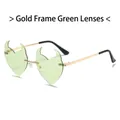 Lunettes de soleil cœur diable tendance avec monture dorée et verres verts - Monture Dorée Verre Vert (C7)