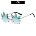 Rimless maple leaf sunglasses with gold metal frame and blue-green gradient lenses - Gold Frame Double Green Lens