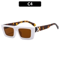 White rectangular sunglasses with tortoiseshell temples and C4 brown lenses - White Frame Leopard Legs