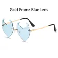 Little devil heart-shaped sunglasses with gold frame and transparent blue lenses - Gold Frame Blue Lens (C8)