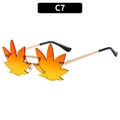 Frameless maple leaf sunglasses featuring gold metal frames and orange gradient lenses - Gold Frame Orange Yellow Lens