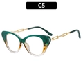 Cat eye glasses frame in emerald green and amber leopard print with gold chain temples - Green and Clear Gradient (C5)