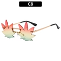 Rimless maple leaf sunglasses featuring red yellow and green gradient lenses in gold frame - Gold Frame Multicolor Lens