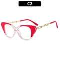 Montatura cat eye anti luce blu bicolore rosso e trasparente con aste a catena - Patchwork Rosso e Trasparente (C2)