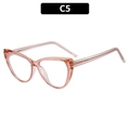 Rosa transparente Cat-Eye Brille aus TR90 mit Glitzerdetails und C5-Code - Hellrosa