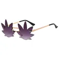 Rimless maple leaf sunglasses with purple gradient lenses and gold metal temples - Gold Frame Gradient Gray Lens