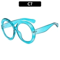 Fashionable round teal transparent sunglasses with oversized frames and thick temples C7 - Blue Frame Clear Lens (C7)