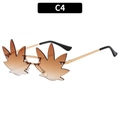Frameless gold metal maple leaf sunglasses with gradient brown lenses for party - Gold Frame Gradient Tea Lens