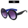 Retro round sunglasses with black and royal blue frame and purple gradient lenses - Black Blue Frame Purple Gradient Lens (C2)