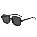 Gafas de sol retro con montura cuadrada negra brillante y cristales oscuros - Montura Negra Lentes Grises