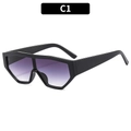 Oversized black frame cycling sunglasses with purple gradient lenses and C1 style mark - Black Frame Double Gray Lens