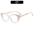 Montatura occhiali cat eye rosa trasparente con stanghette a catena dorata elegante - Patchwork Bianco e Trasparente (C7)