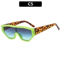 Neon green oversized geometric sunglasses with tortoise temples and blue gradient lenses - Green Frame Leopard Temple