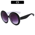 Retro round sunglasses with black and white frame and purple gradient lenses - Black White Frame Purple Gradient Lens (C5)