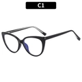 Gafas de gato negras clásicas en TR90 con filtro de luz azul y acabado brillante con piezas de metal - Marco Negro Brillante (C1)