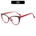 Gafas de ojo de gato TR90 anti luz azul en rojo brillante y carey oscuro - Rojo Carey (C2)