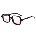 Gafas de sol cuadradas retro con montura negra brillante y lentes rosas translúcidas - C2-Montura Negra Lentes Blush