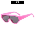 Pink oversized wrap-around sports sunglasses with dark grey geometric shield lenses - Rose Red Frame Grey Lens