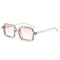 Occhiali da sole quadrati vintage con montatura grigia e lenti rosa sfumate - C7-Montatura Grigia Trasparente Lenti Blush