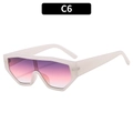 Gafas de sol deportivas de una pieza con montura crema y lentes degradadas púrpuras - Montura Blanca Lente Rosa Gris