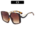 Oversized tortoise shell sunglasses with C3 gradient lenses and wave metal temples - Tortoise Frame Double Tea Lens (C3)